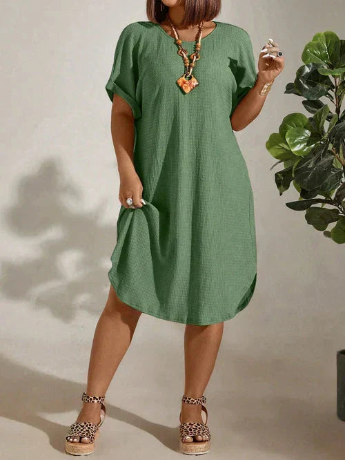 Vestido Textura Leve e Manga Morcego - Britney