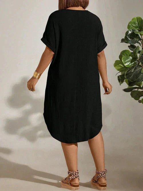 Vestido Textura Leve e Manga Morcego - Britney