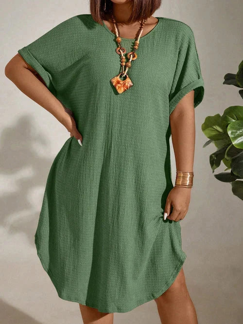 Vestido Textura Leve e Manga Morcego - Britney